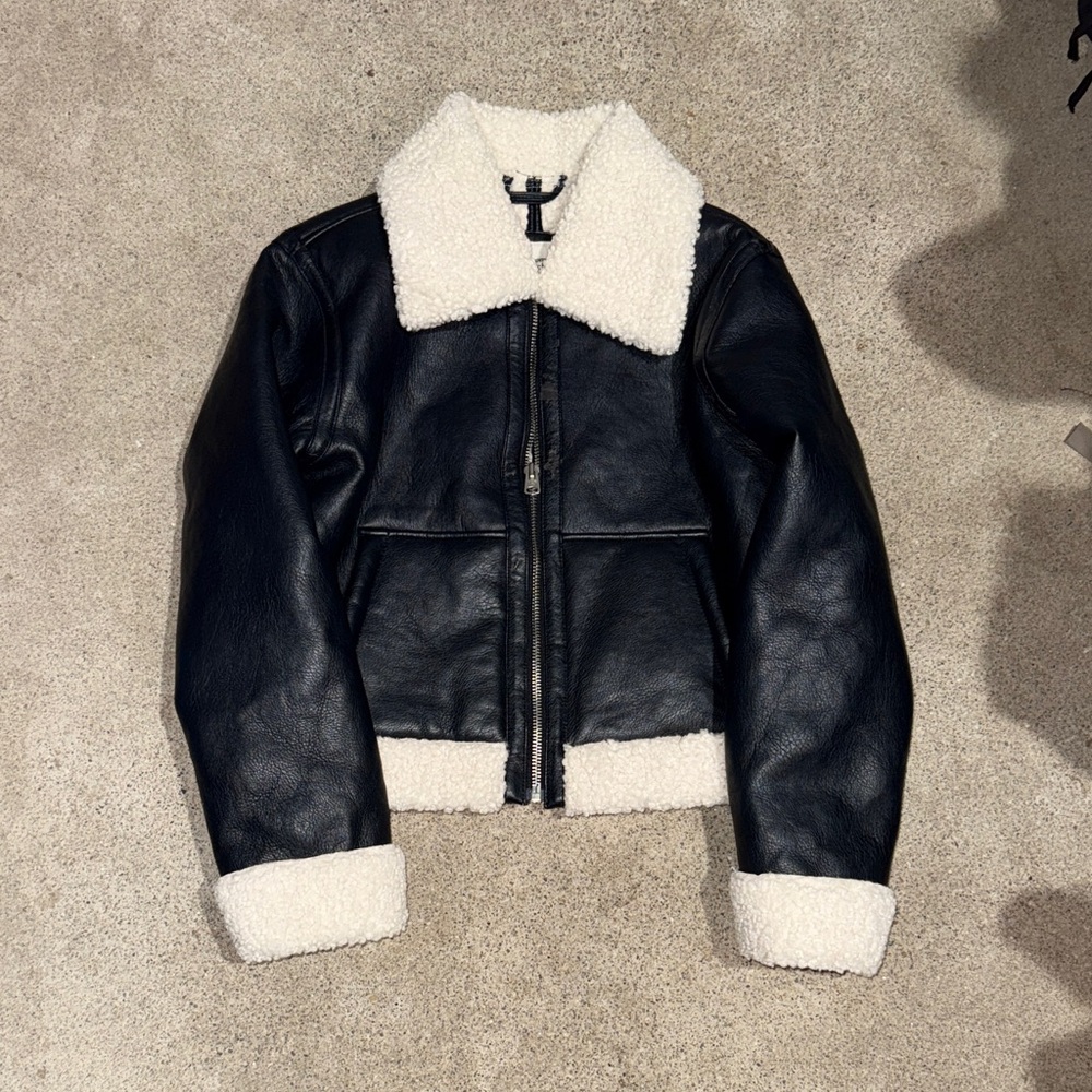 Abercrombie Vegan Leather Utility Trucker Jacket